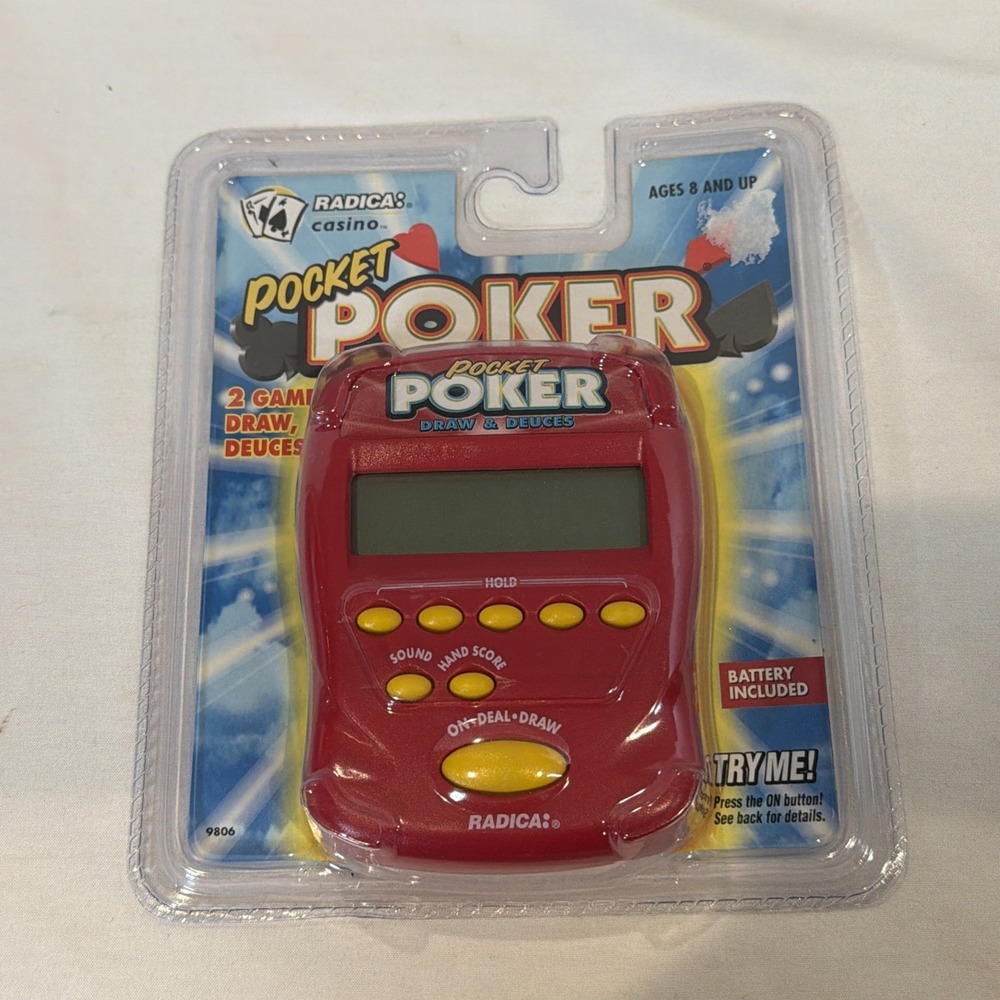 1997 Radica Pocket Poker Draw Deuces Electronic Handheld Game NEW Sealed #9806